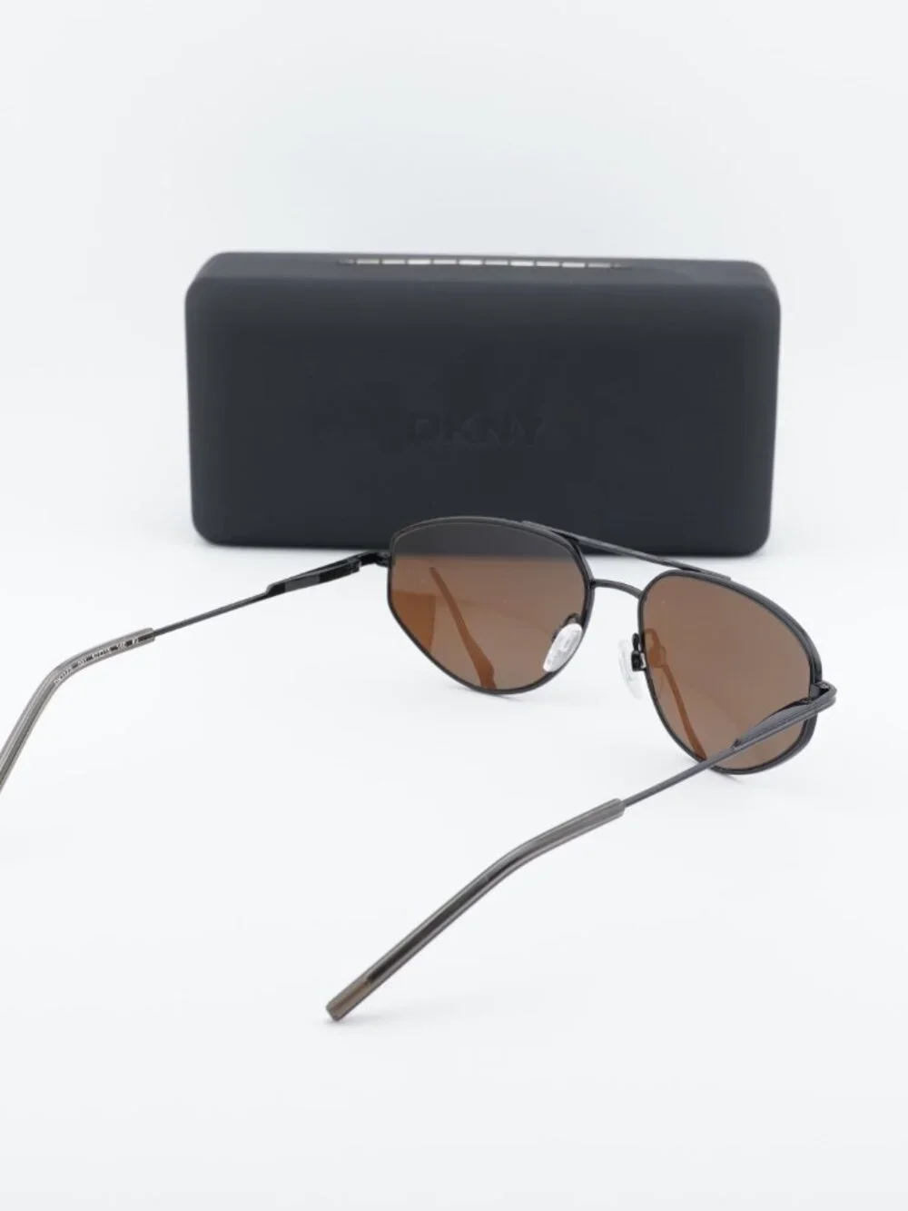 DKNY DK117S 001 Square Sunglasses - Black/Brown